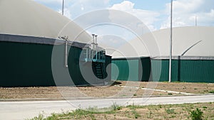 Biogas. Modern bio comlex. Renewable energy from biomass. Innovative biogas plant among green nature.