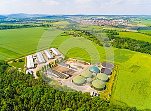 Biogas plant and farm.