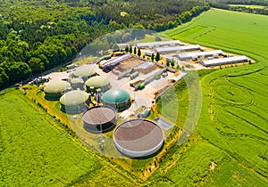 Biogas plant and farm. photo