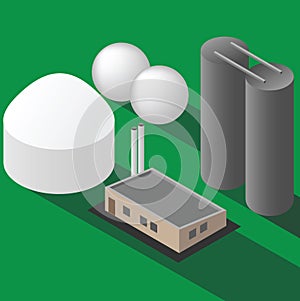 Biogas plant isometric vector