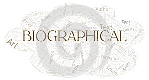 Biographical typography word cloud create with the text only