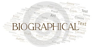 Biographical typography word cloud create with the text only