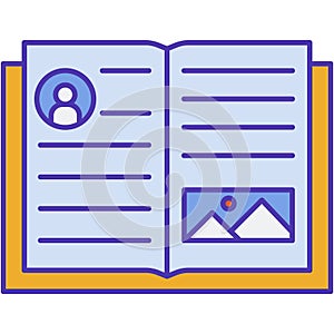 Biography book vector open autobiography text icon