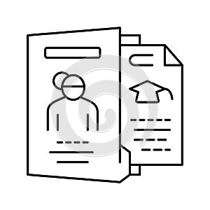 biography check and verification of candidates line icon vector illustration