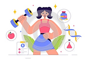 Biohack Vector Illustration Featuring Technological Processes of Biohacking and Online Health Information Hacking in a Flat Style