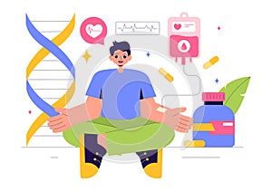 Biohack Vector Illustration Featuring Technological Processes of Biohacking and Online Health Information Hacking in a Flat Style