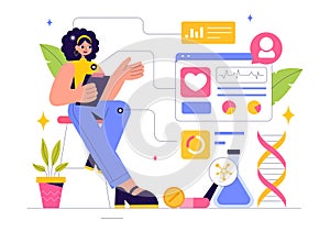 Biohack Vector Illustration Featuring Technological Processes of Biohacking and Online Health Information Hacking in a Flat Style