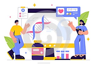 Biohack Vector Illustration Featuring Technological Processes of Biohacking and Online Health Information Hacking in a Flat Style