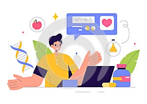 Biohack Vector Illustration Featuring Technological Processes of Biohacking and Online Health Information Hacking in a Flat Style