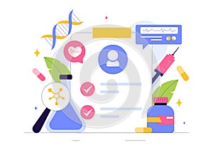 Biohack Vector Illustration Featuring Technological Processes of Biohacking and Online Health Information Hacking in a Flat Style