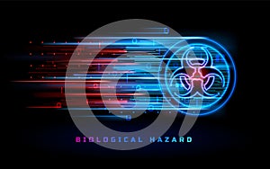 Biohazard, biological hazard neon sign background