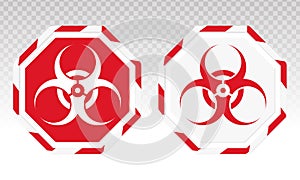 Biohazard or biological hazard warning sign or symbol flat vector icon for apps and websites