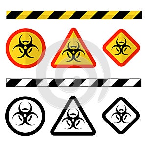 Biohazard or biological threat alert icon. Warning sign of virus. Danger Coronavirus Bio hazard symbol. Vector