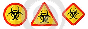 Biohazard or biological threat alert icon. Warning sign of virus. Danger Coronavirus Bio hazard symbol. Vector