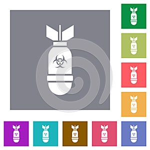 Biohazard bomb square flat icons photo
