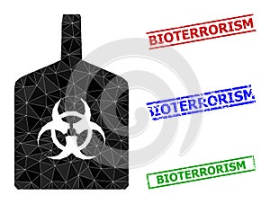 Biohazard Bottle Polygonal Icon and Grunge Bioterrorism Simple Seals photo