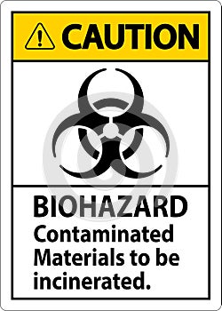 Biohazard Caution Label Biohazard Contaminated Materials To Be Incinerated