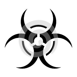 Biohazard caution sign. Symbol of hazard caused by biological microorganism, virus or toxin. Simple flat vector