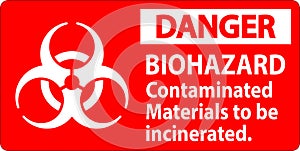 Biohazard Danger Label Biohazard Contaminated Materials To Be Incinerated