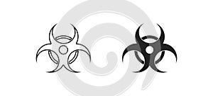 Biohazard isolated symbol. Hazard line icon set, bio danger sign, toxic concept in vector flat