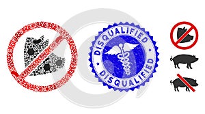 Biohazard Mosaic No Pig Icon with Doctor Textured Disqualified Stamp