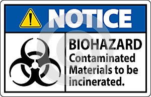 Biohazard Notice Label Biohazard Contaminated Materials To Be Incinerated