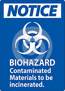 Biohazard Notice Label Biohazard Contaminated Materials To Be Incinerated photo