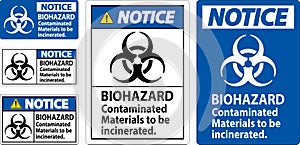 Biohazard Notice Label Biohazard Contaminated Materials To Be Incinerated photo