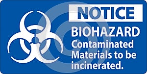 Biohazard Notice Label Biohazard Contaminated Materials To Be Incinerated photo