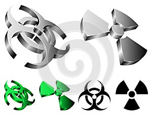 Biohazard and radiation signs.