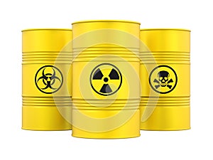 Biohazard, Radioactive and Poisonous Barrels Isolated