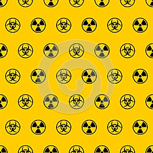 Biohazard and radioactive waste pattern seamless. biohazard sign and nuclear danger background