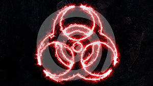 Biohazard sign, Electric discharges on the Biological hazard sign. Plasma on the badge. The sign has basis 9