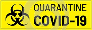 Biohazard sign on yellow background. Concept of epidemic virus and quarantine. Coronavirus Covid-19, 2019-nKoV concept. Vector