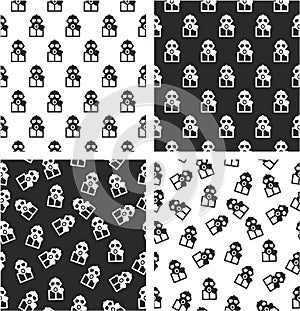 Biohazard Suit & Gasmask Avatar Aligned & Random Seamless Pattern Set