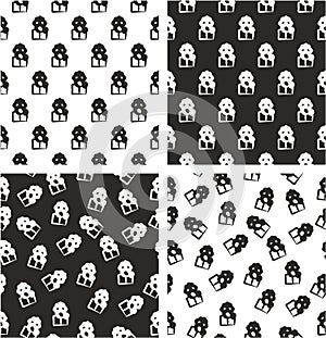 Biohazard Suit & Gasmask Avatar Freehand Aligned & Random Seamless Pattern Set