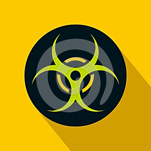 Biohazard symbol icon, flat style