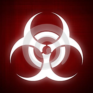 Biohazard symbol on red background