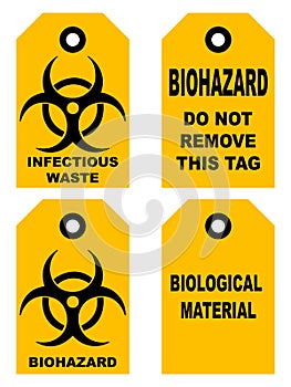 Biohazard symbol sign of biological threat alert, black yellow signage text, isolated