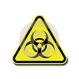 Biohazard symbol vector sign of biological threat alert, isolated black yellow triangle isolated on white