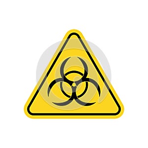 Biohazard warn symbol on yellow sign. Isolated chemical hazard icon. Biological danger warn. Radiation caution zone. Vector EPS 10