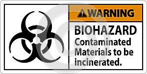 Biohazard Warning Label Biohazard Contaminated Materials To Be Incinerated