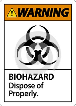 Biohazard Warning Label Biohazard Dispose Of Properly