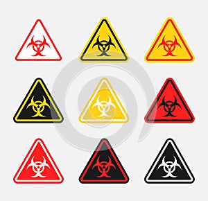 Biohazard warning sign set, biological hazard danger icons