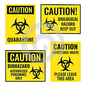 Biohazard warning sign set, biological hazard danger icons