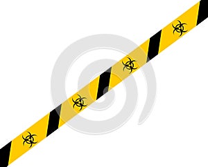 Biohazard warning tape, crosses out white background