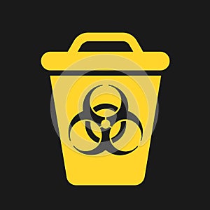 Biohazardous waste - Dustbin and garbage can with symbol of biohazard and biological hazard