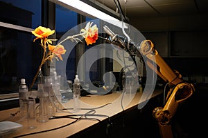 biohybrid robot arm manipulating lab equipment