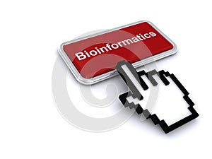 bioinformatics button on white photo