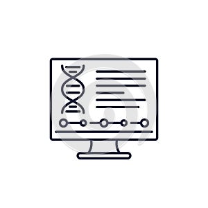 bioinformatics line icon with dna and computer photo